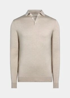 Sand Long Sleeve Polo Shirt -Cheap US Nice Clothes Store SW1658 25