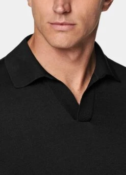 Black Buttonless Polo Shirt -Cheap US Nice Clothes Store SW1667 103