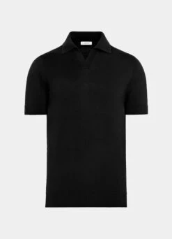 Black Buttonless Polo Shirt -Cheap US Nice Clothes Store SW1667 25