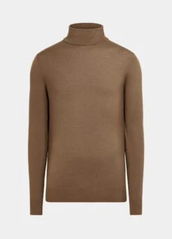 Mid Brown Turtleneck -Cheap US Nice Clothes Store SW1713 25