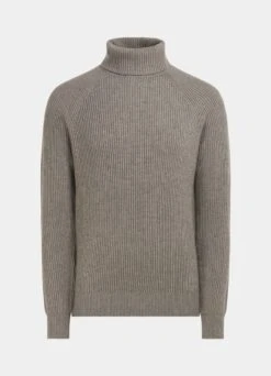 Taupe Ribbed Turtleneck -Cheap US Nice Clothes Store SW1717 25