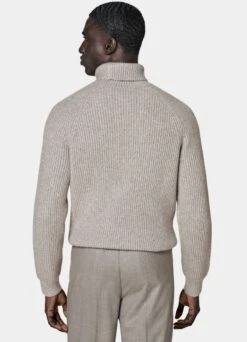Sand Ribbed Turtleneck -Cheap US Nice Clothes Store SW1719 105