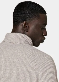 Sand Ribbed Turtleneck -Cheap US Nice Clothes Store SW1719 106