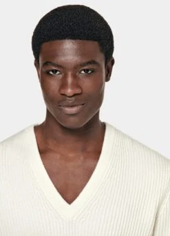 Off-White Ribbed V-Neck