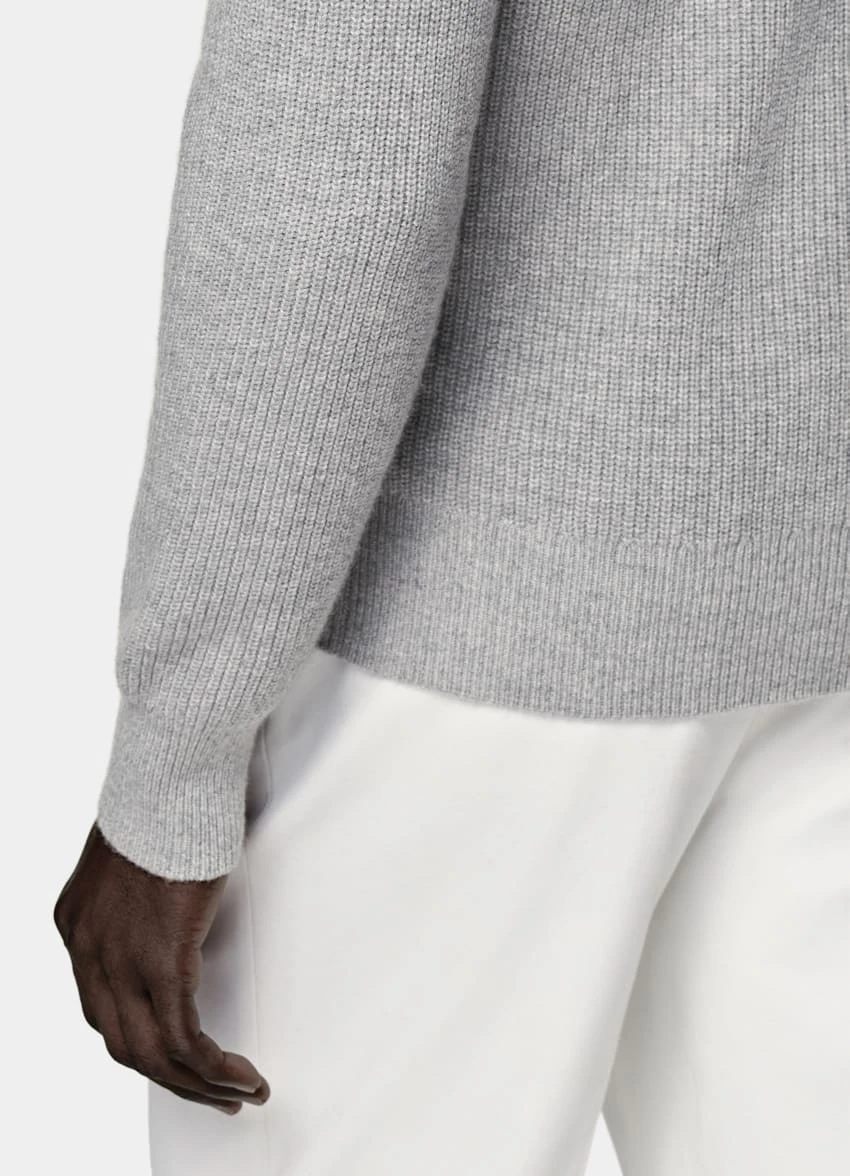 Light Grey Ribbed Zip Cardigan 3 Light Grey Ribbed Zip Cardigan - Image 3