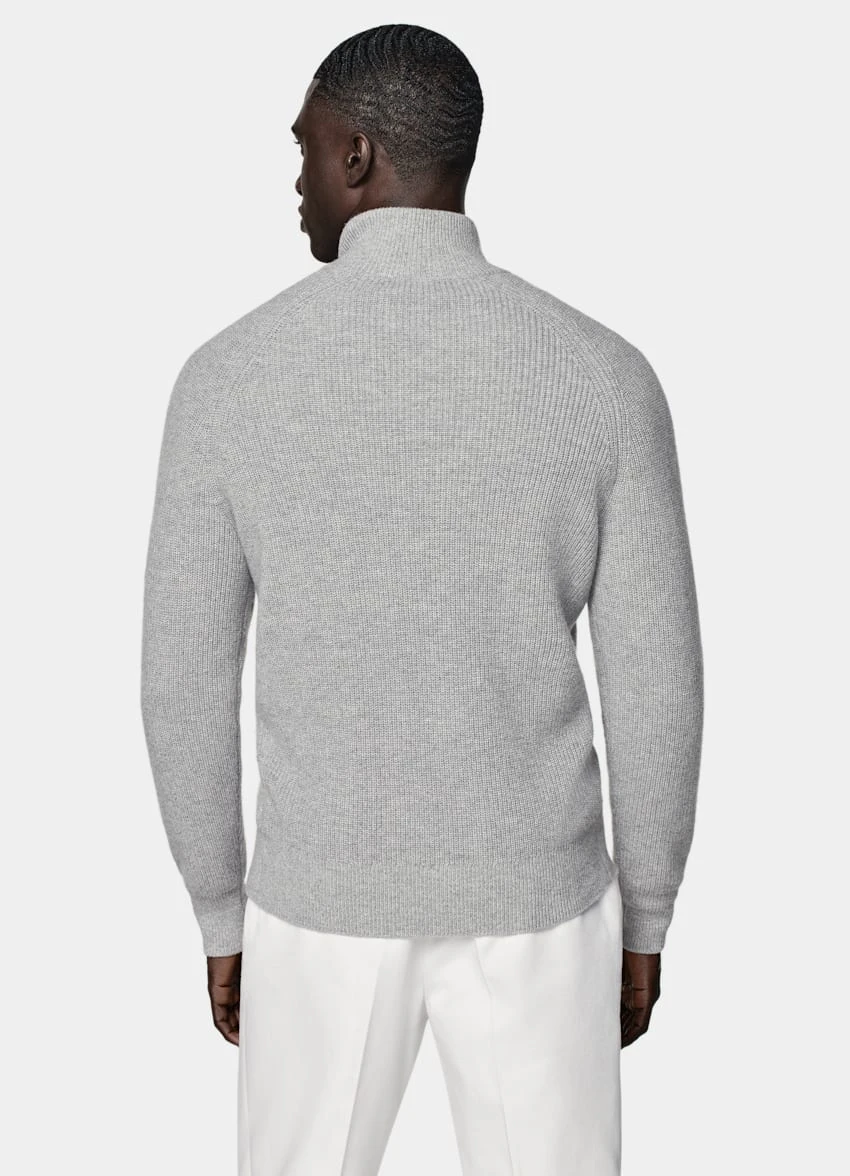 Light Grey Ribbed Zip Cardigan 5 Light Grey Ribbed Zip Cardigan - Image 5