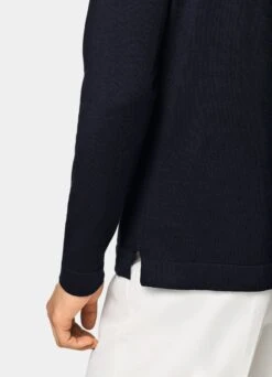 Navy Long Sleeve Polo Cardigan -Cheap US Nice Clothes Store SW1730 103