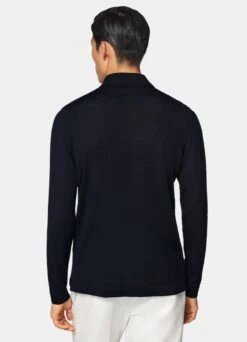 Navy Long Sleeve Polo Cardigan -Cheap US Nice Clothes Store SW1730 105