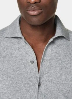 Grey Long Sleeve Polo Cardigan -Cheap US Nice Clothes Store SW1733 103