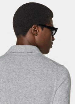 Grey Long Sleeve Polo Cardigan -Cheap US Nice Clothes Store SW1733 106