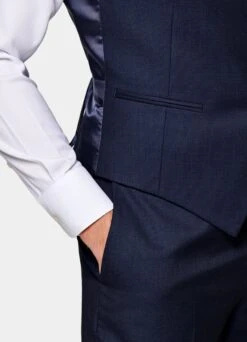 Navy Bird's Eye Waistcoat -Cheap US Nice Clothes Store W6485 103