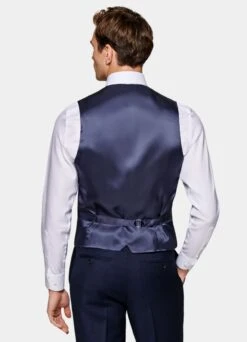 Navy Bird's Eye Waistcoat -Cheap US Nice Clothes Store W6485 105