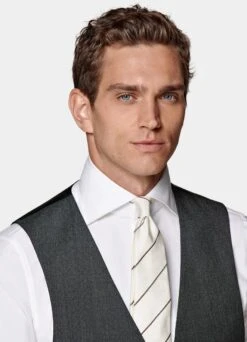 Dark Grey Bird's Eye Waistcoat