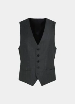 Dark Grey Bird's Eye Waistcoat -Cheap US Nice Clothes Store W7444 25