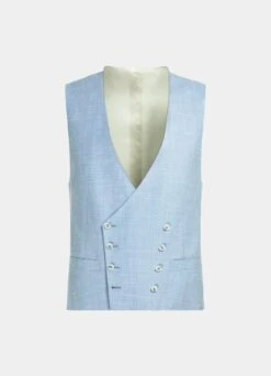 Light Blue Waistcoat -Cheap US Nice Clothes Store W7608 25